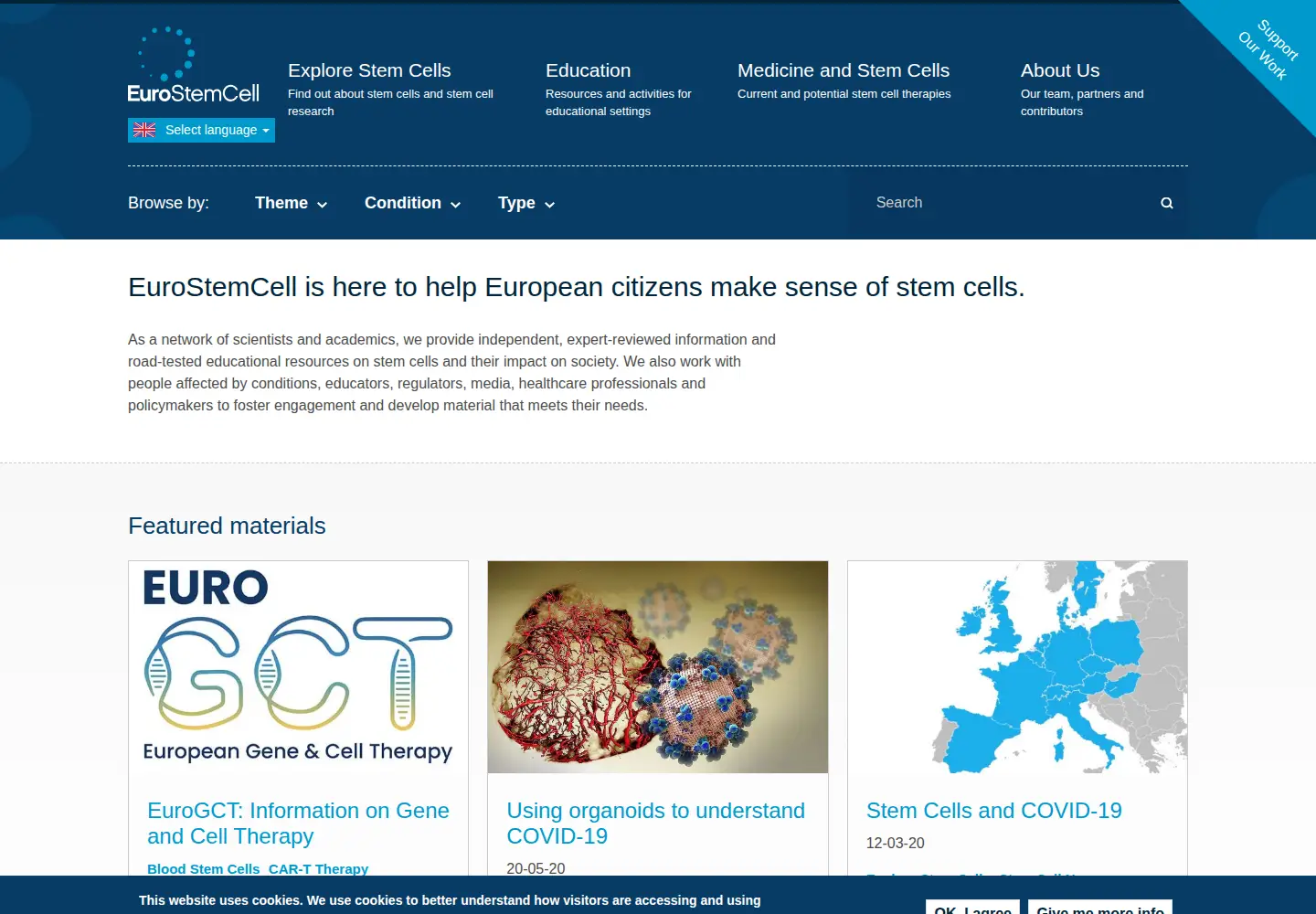 Captured homepage of eurostemcell.org in the current scan