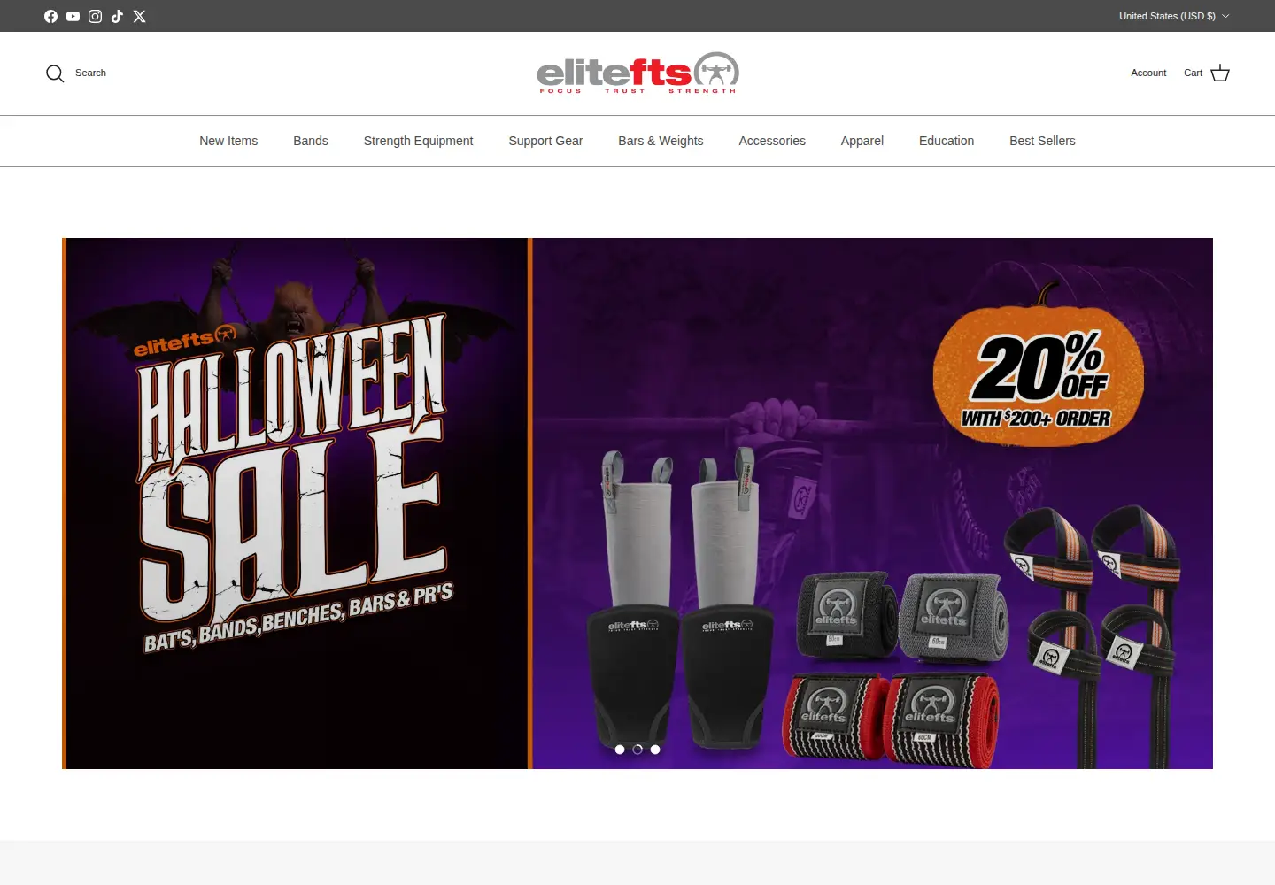 Captured homepage of elitefts.com in the current scan