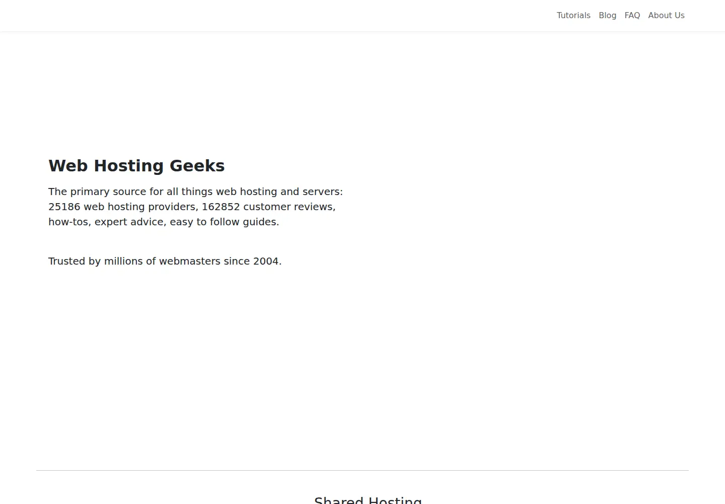 Captured homepage of webhostinggeeks.com in the current scan