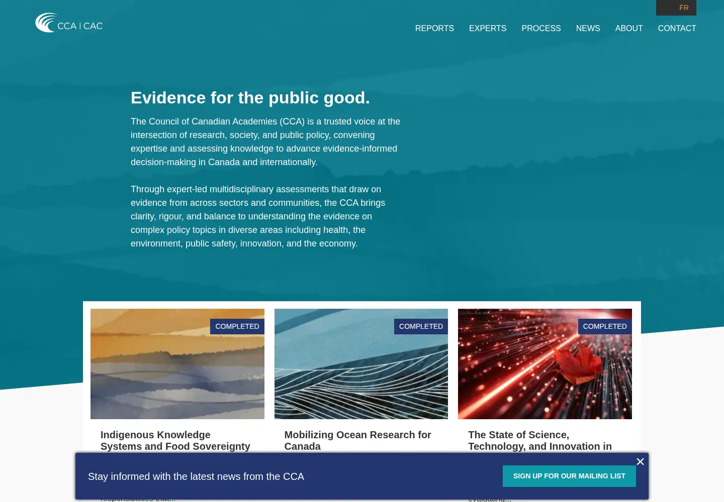 Screenshot of cca-reports.ca