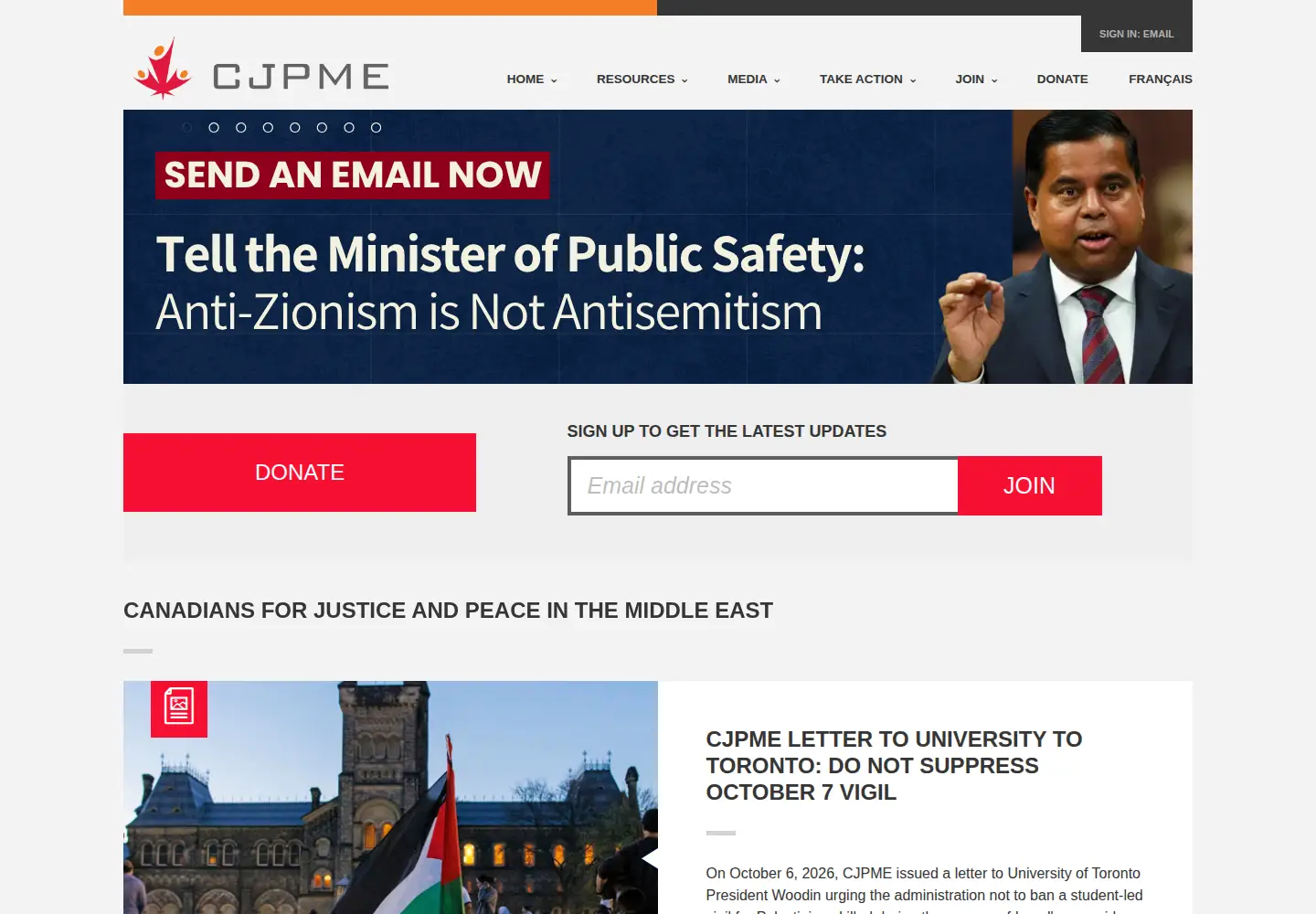 Captured homepage of cjpme.org in the current scan