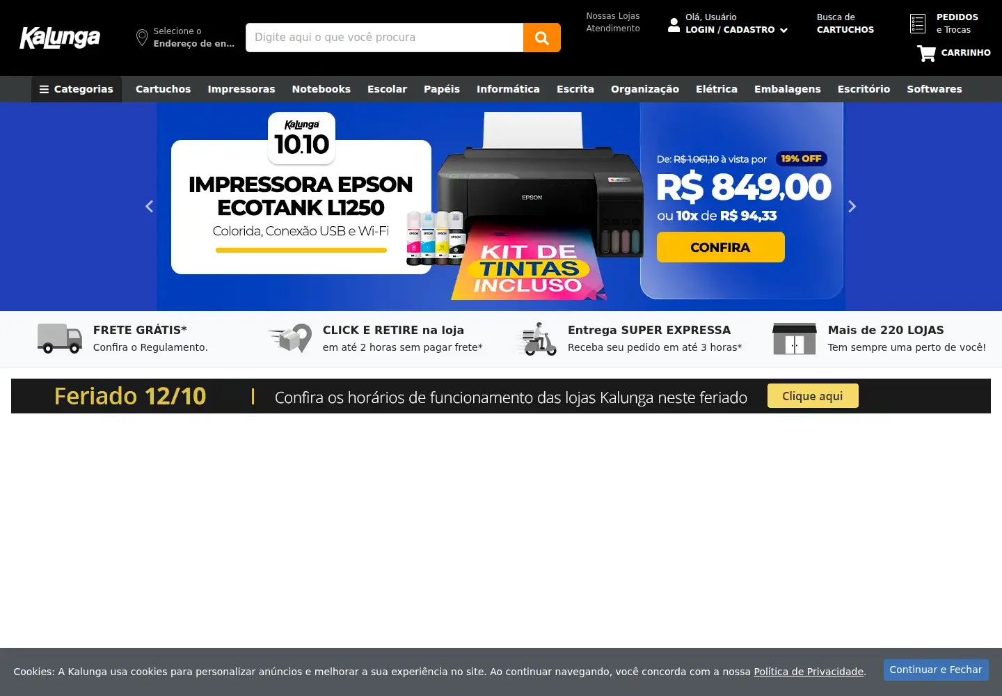 Screenshot of kalunga.com.br