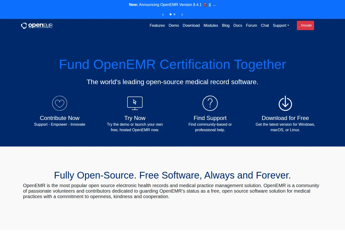 Screenshot of open-emr.org