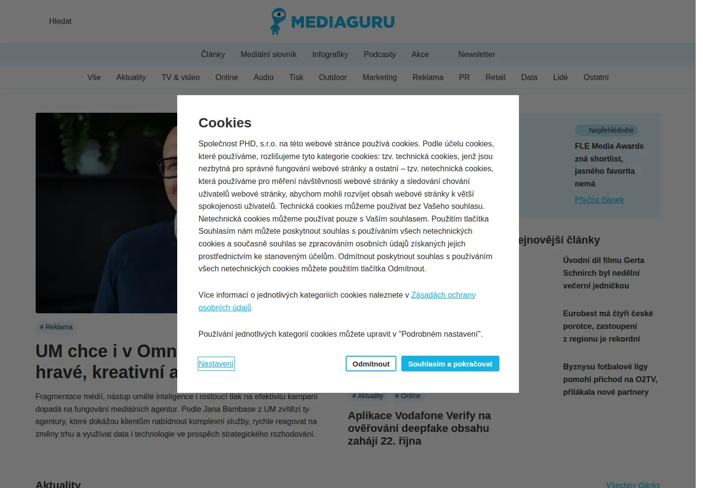 Screenshot of mediaguru.cz