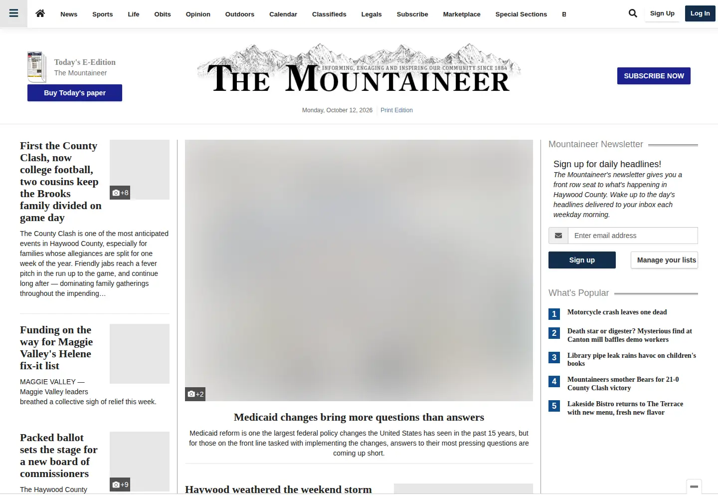 Screenshot of themountaineer.com