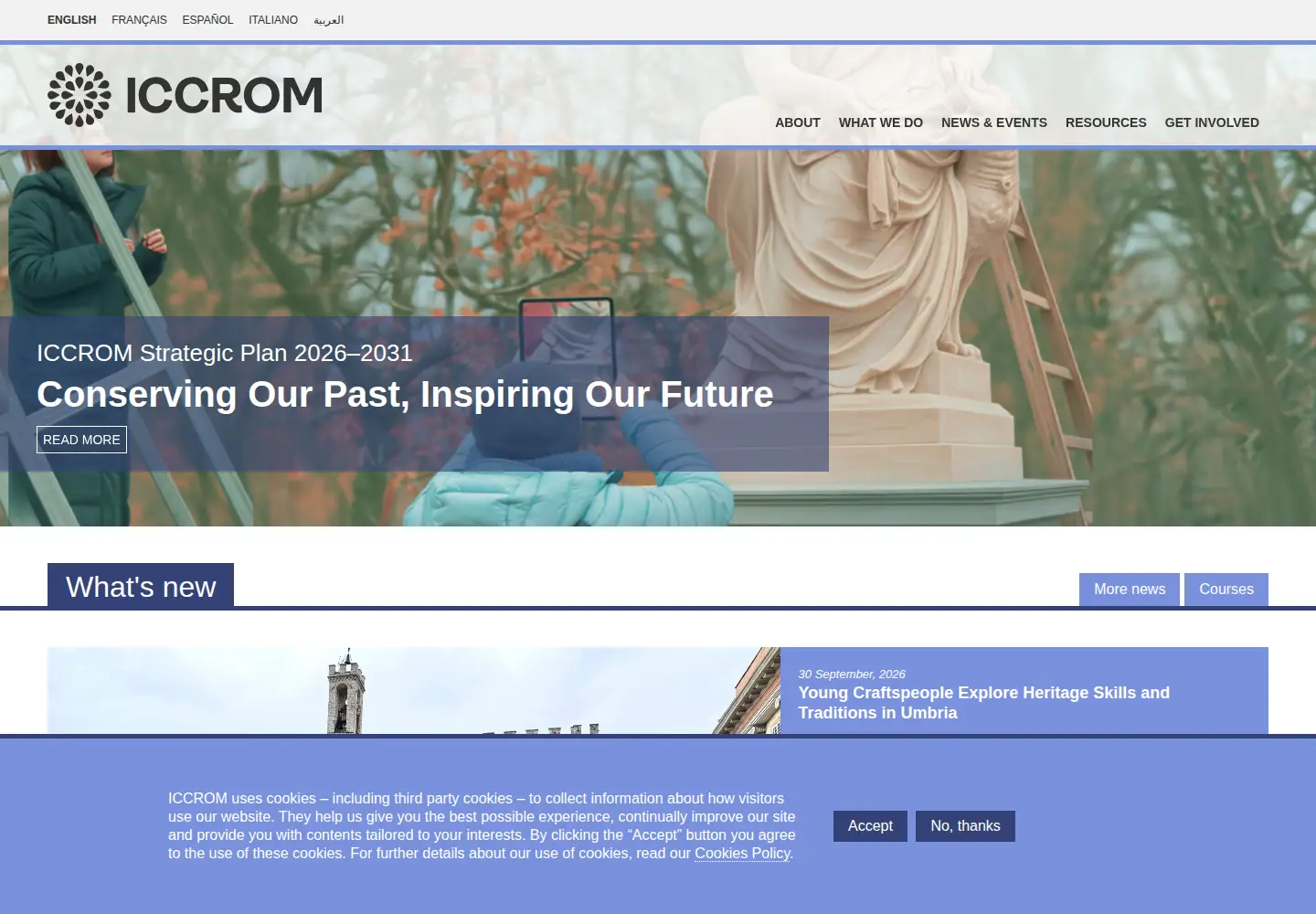 Screenshot of iccrom.org