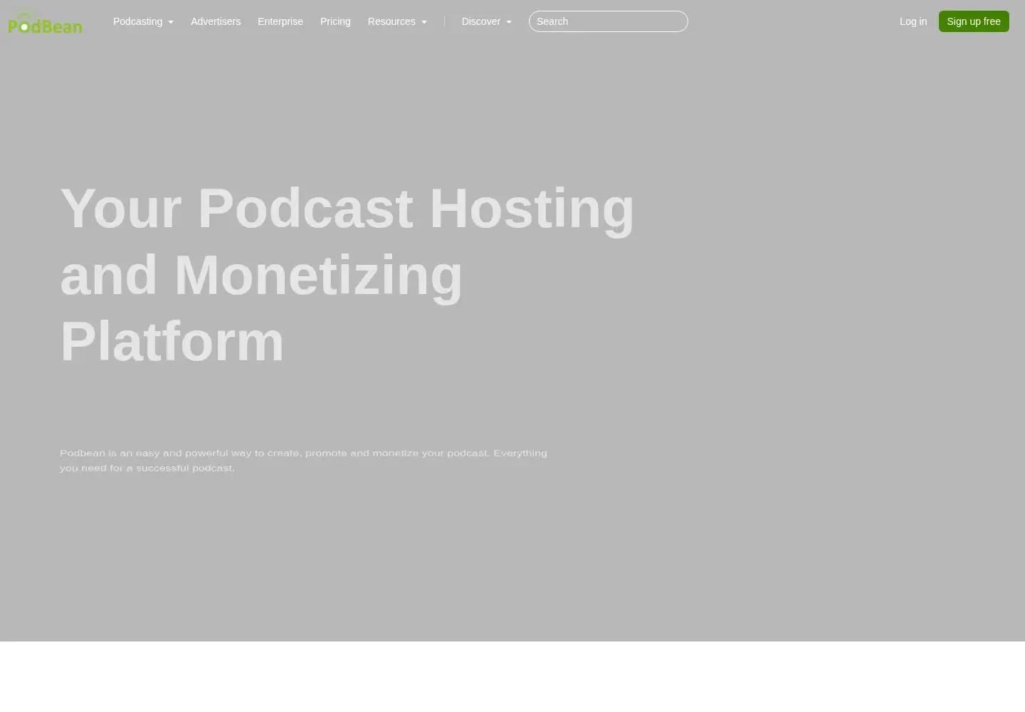 Screenshot of podbean.com
