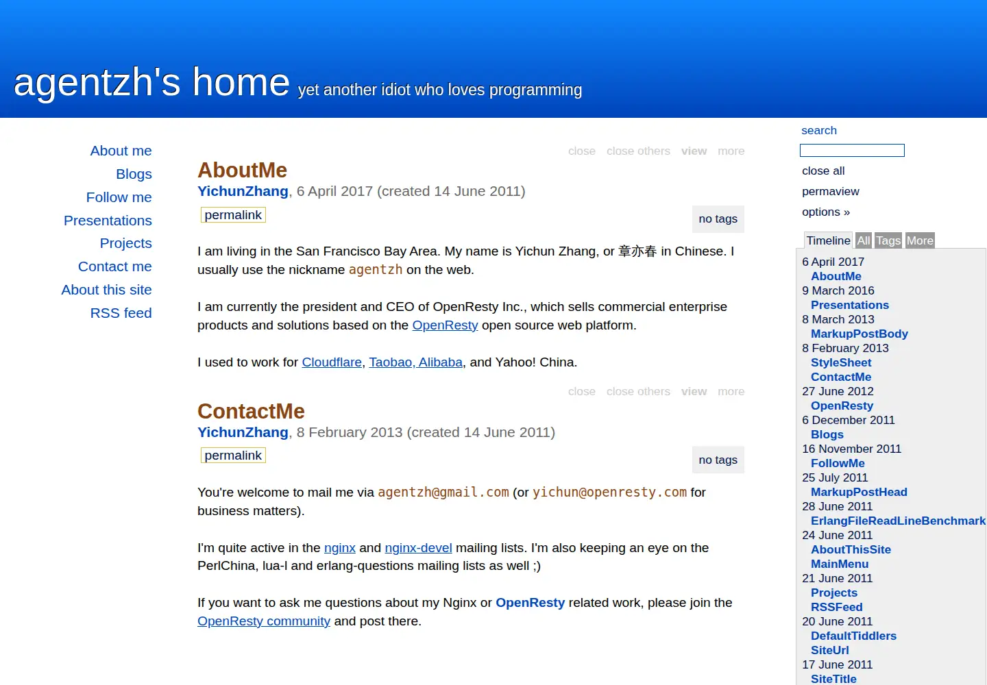 Screenshot of agentzh.org