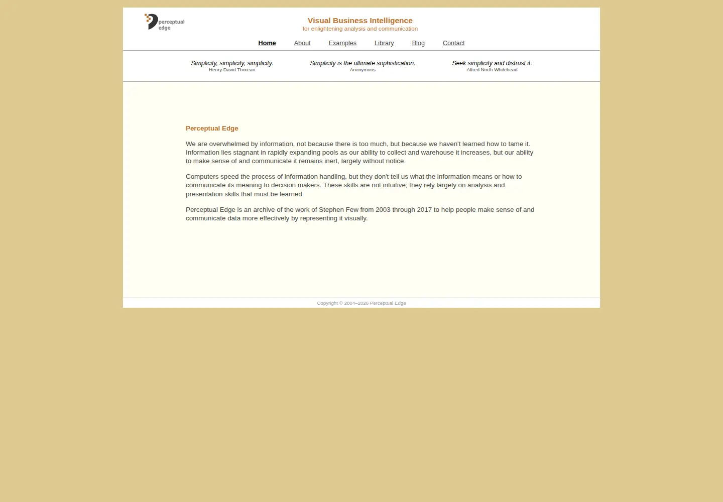 Screenshot of perceptualedge.com