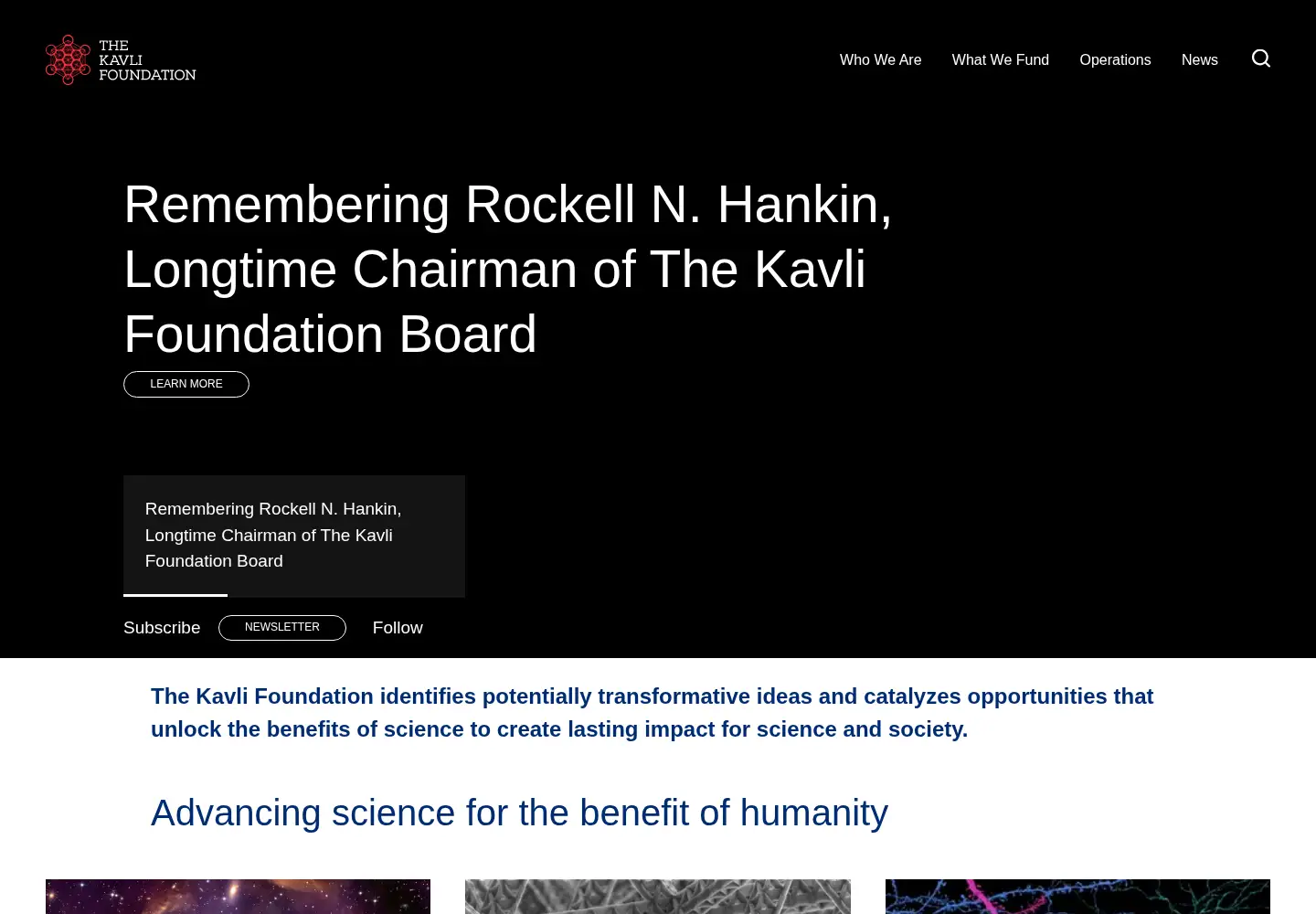 Screenshot of kavlifoundation.org