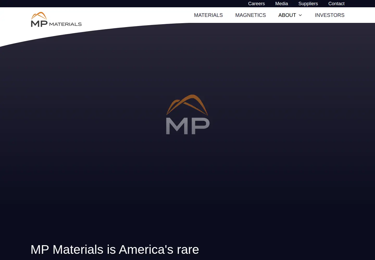Screenshot of mpmaterials.com