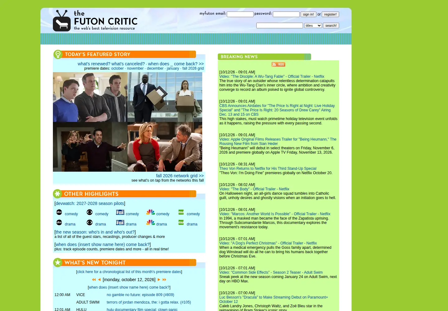Screenshot of thefutoncritic.com