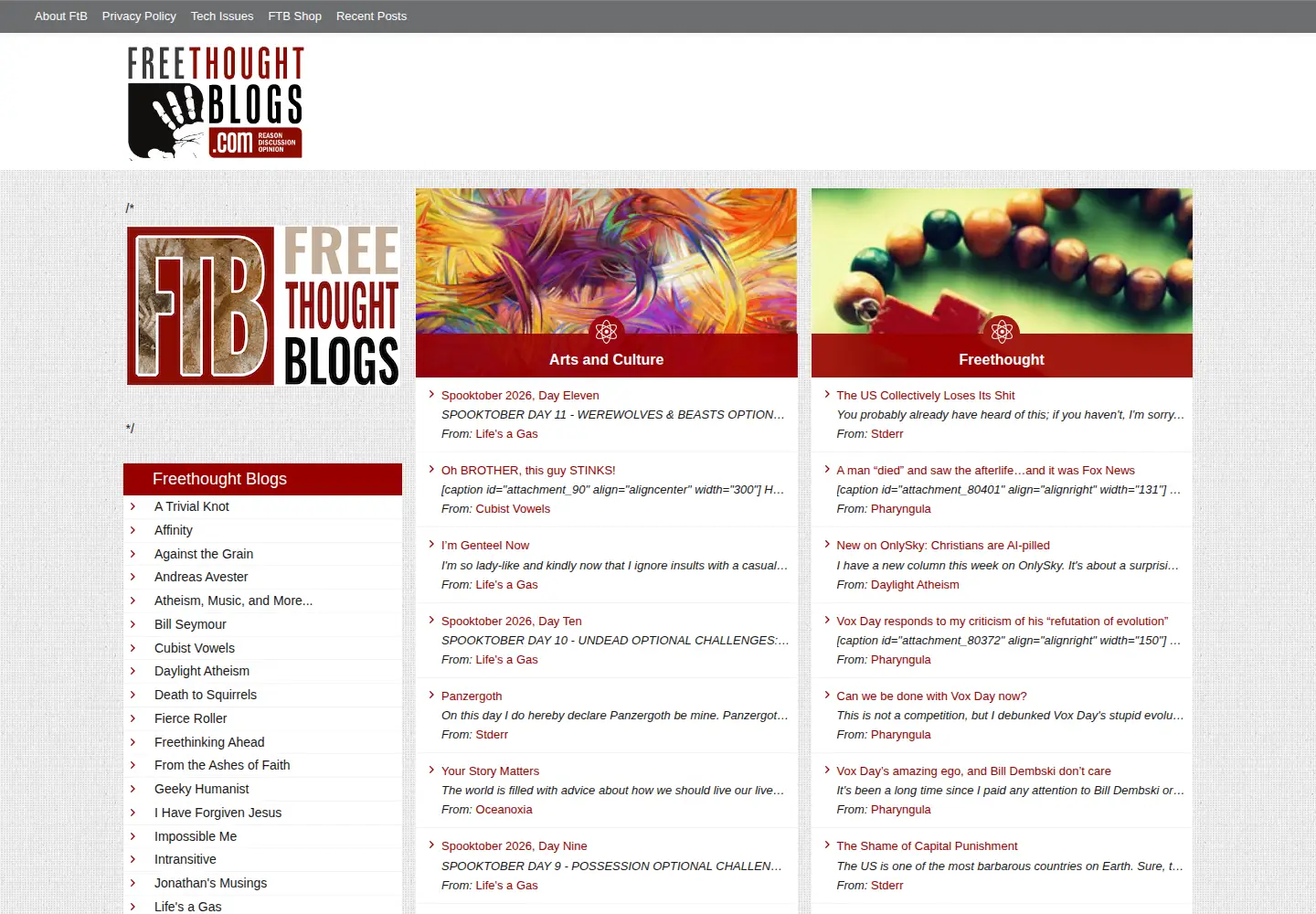 Screenshot of freethoughtblogs.com