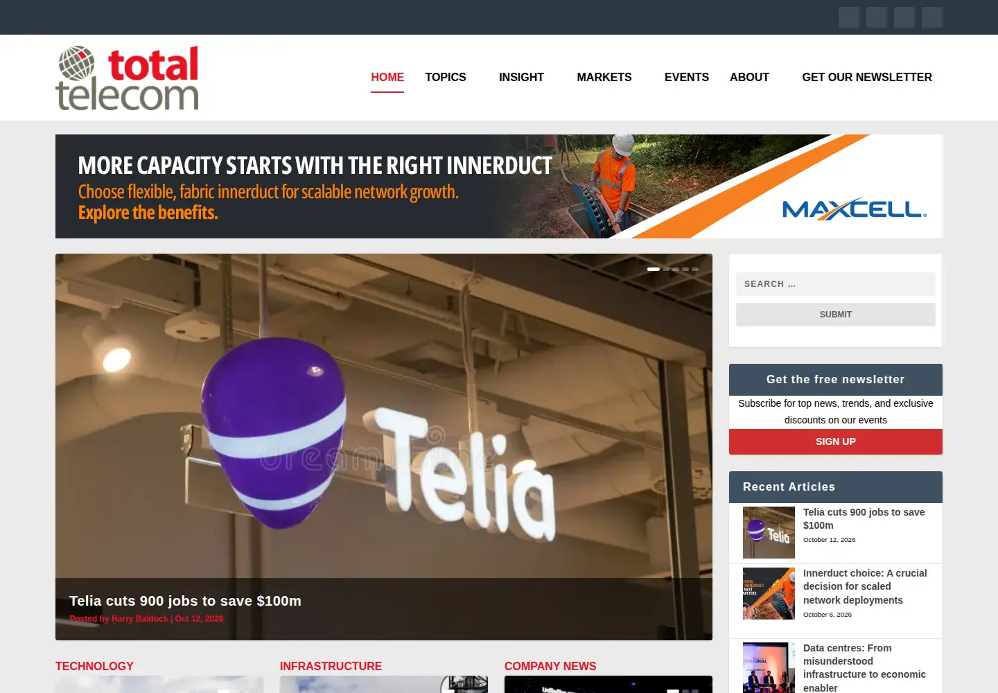 Captured homepage of totaltele.com in the current scan