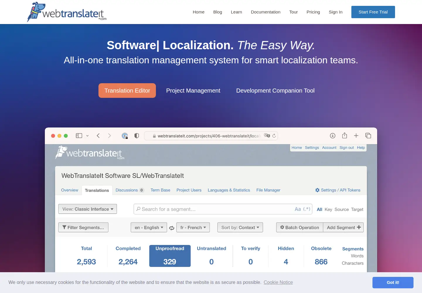 Screenshot of webtranslateit.com
