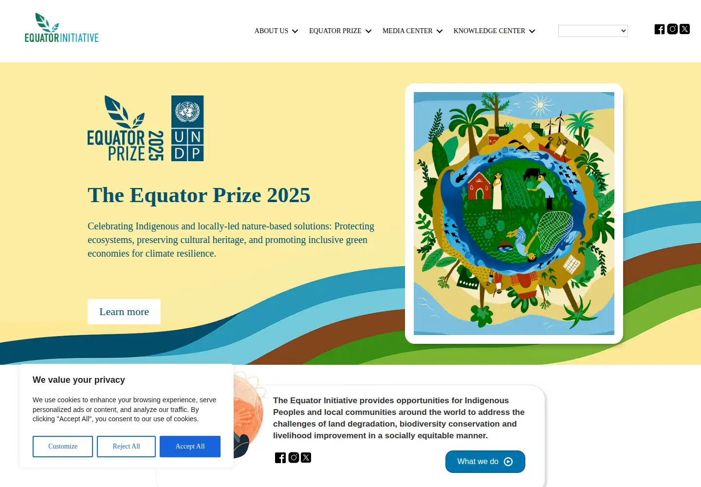 Captured homepage of equatorinitiative.org in the current scan
