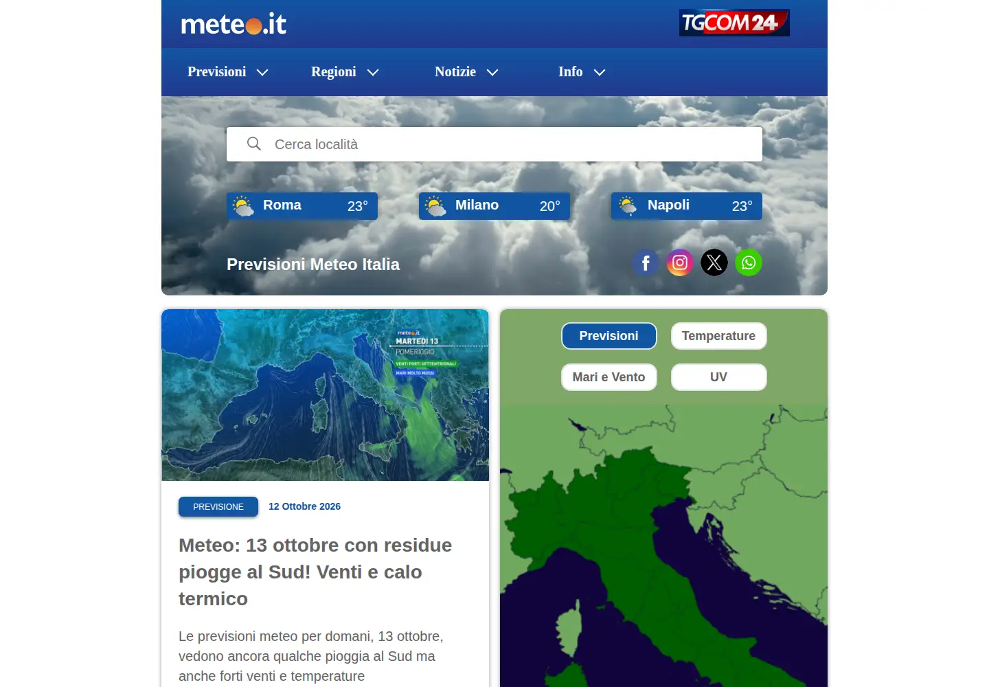 Screenshot of meteo.it