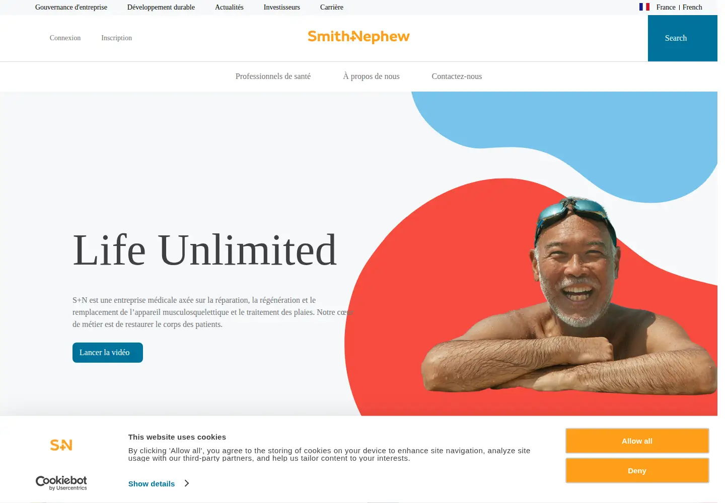 Captured homepage of smith-nephew.com in the current scan
