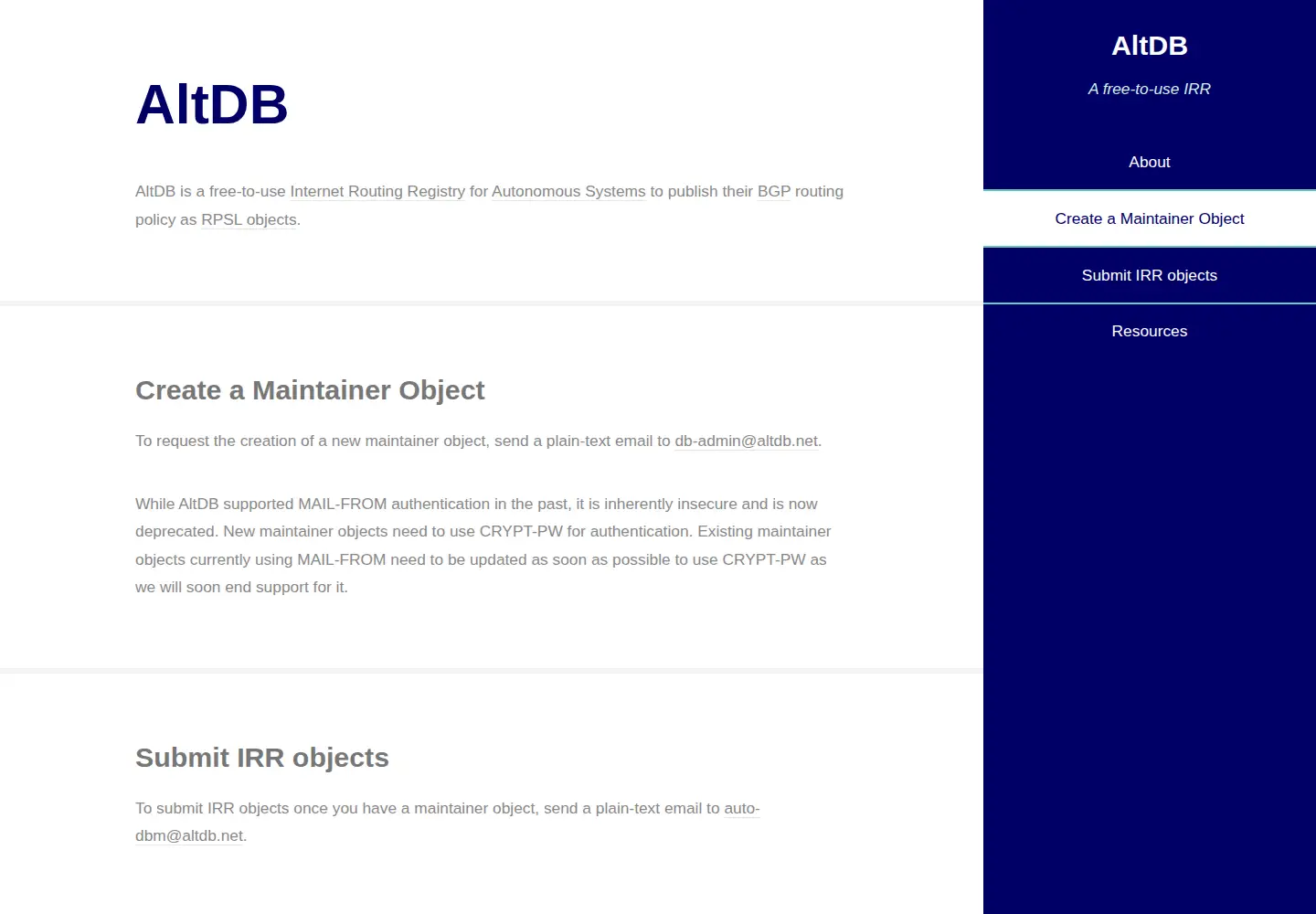 Screenshot of altdb.net