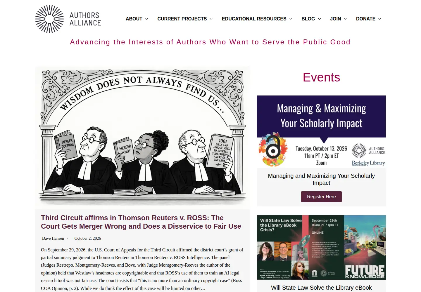 Screenshot of authorsalliance.org