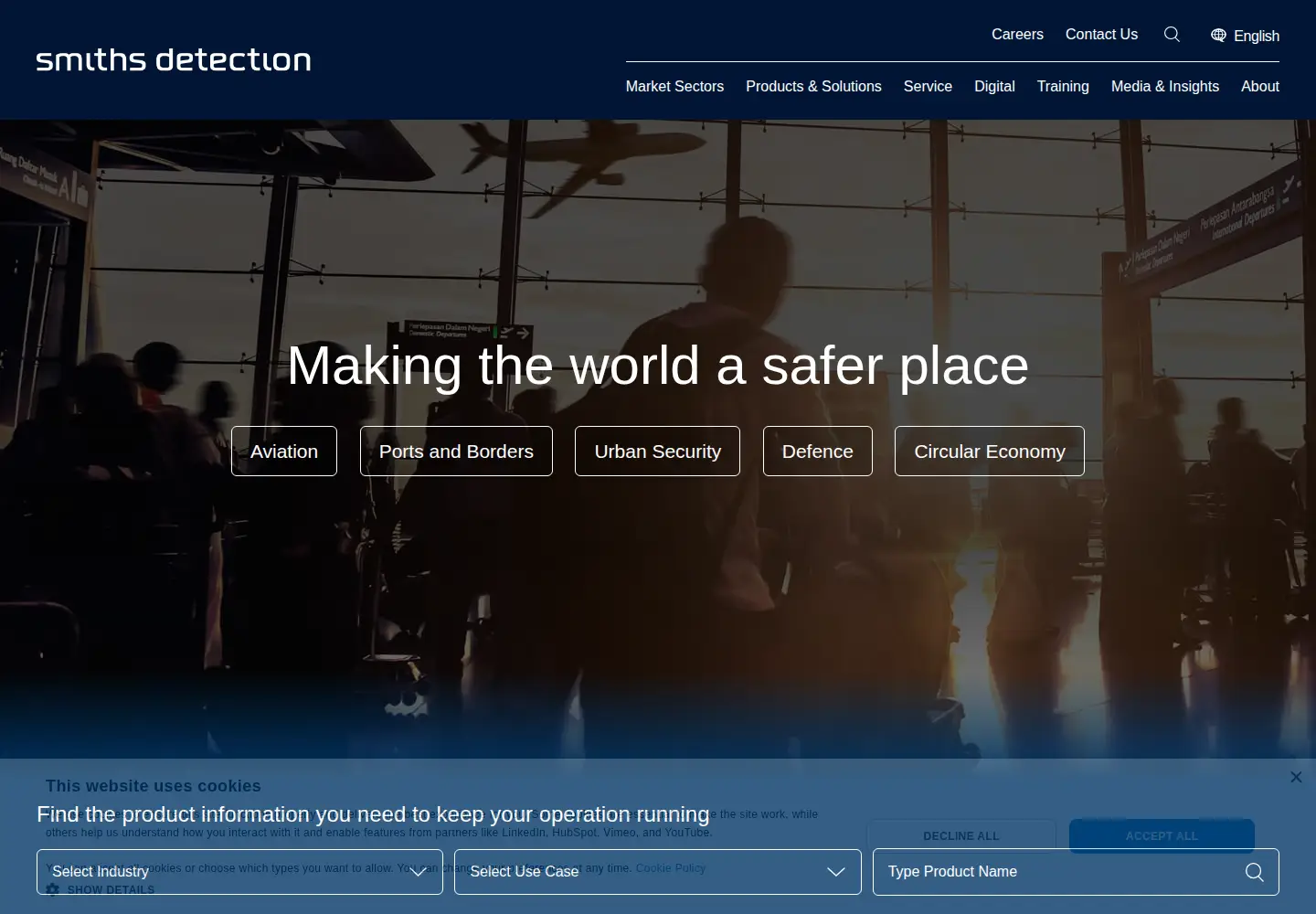 Captured homepage of smithsdetection.com in the current scan