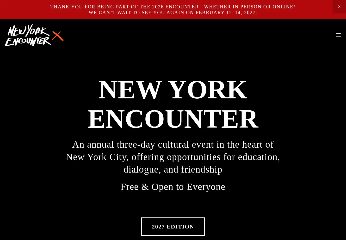 Captured homepage of newyorkencounter.org in the current scan