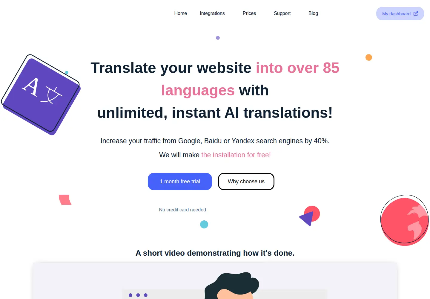 Captured homepage of linguise.com in the current scan