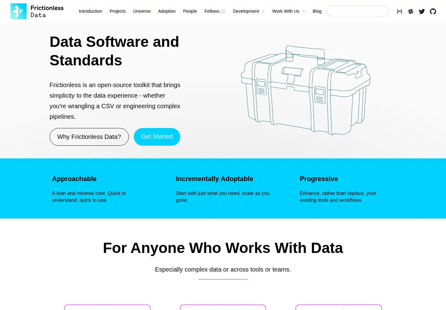 Captured homepage of frictionlessdata.io in the current scan