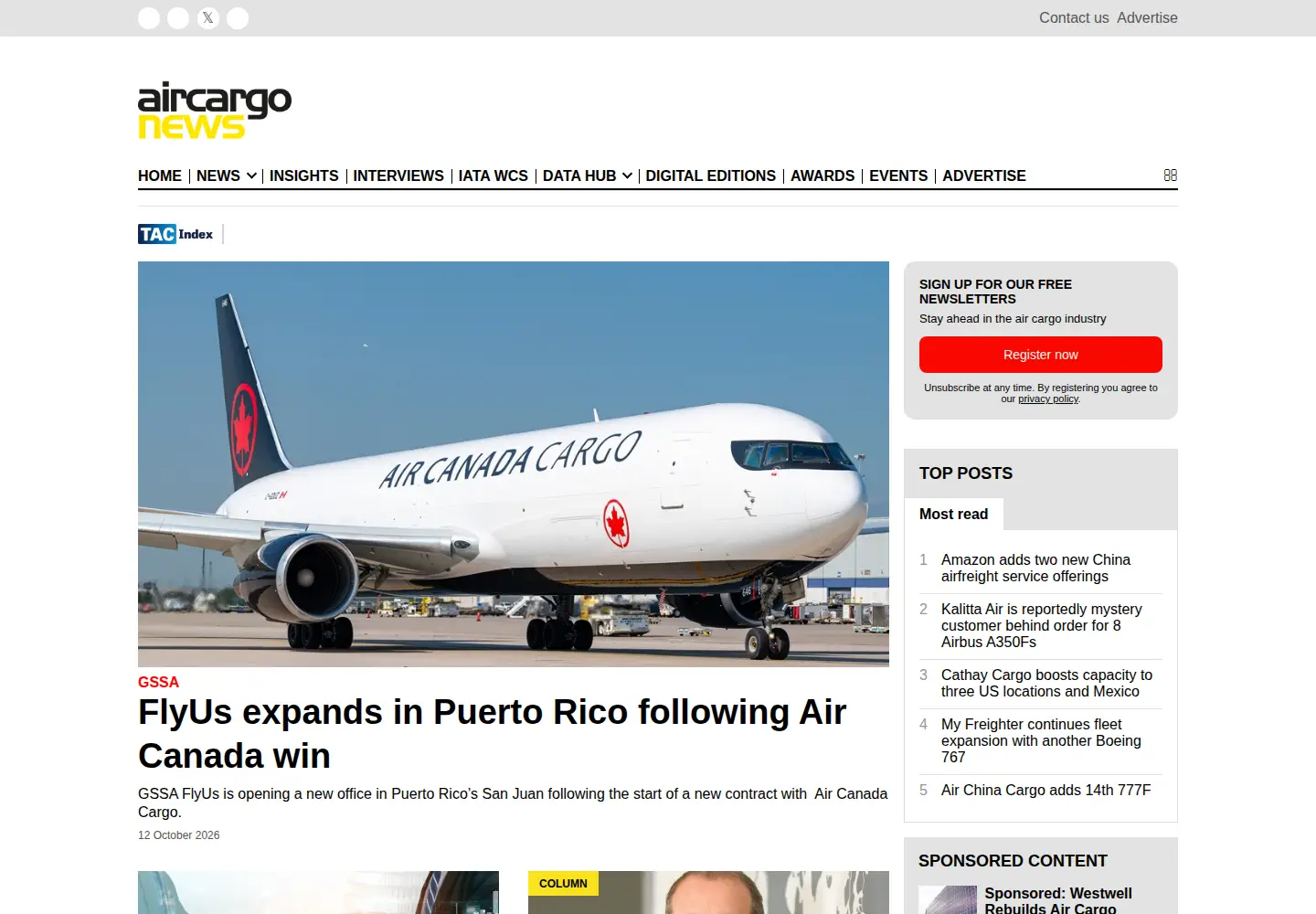 Screenshot of aircargonews.net