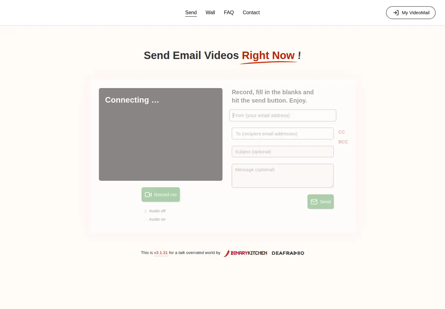 Screenshot of videomail.io