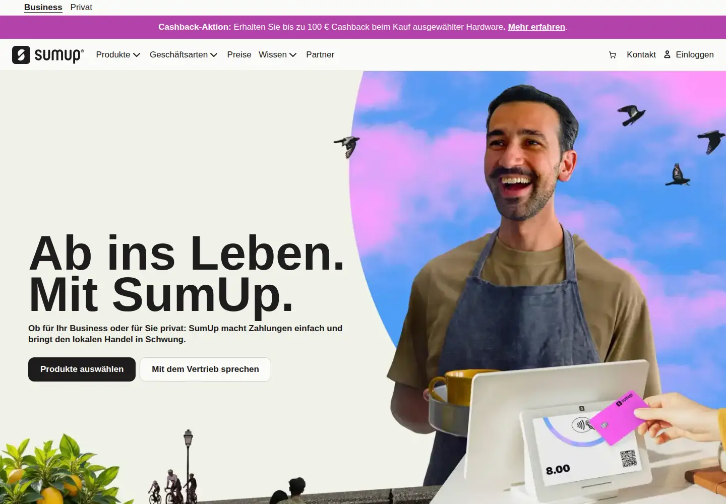 Captured homepage of sumup.de in the current scan