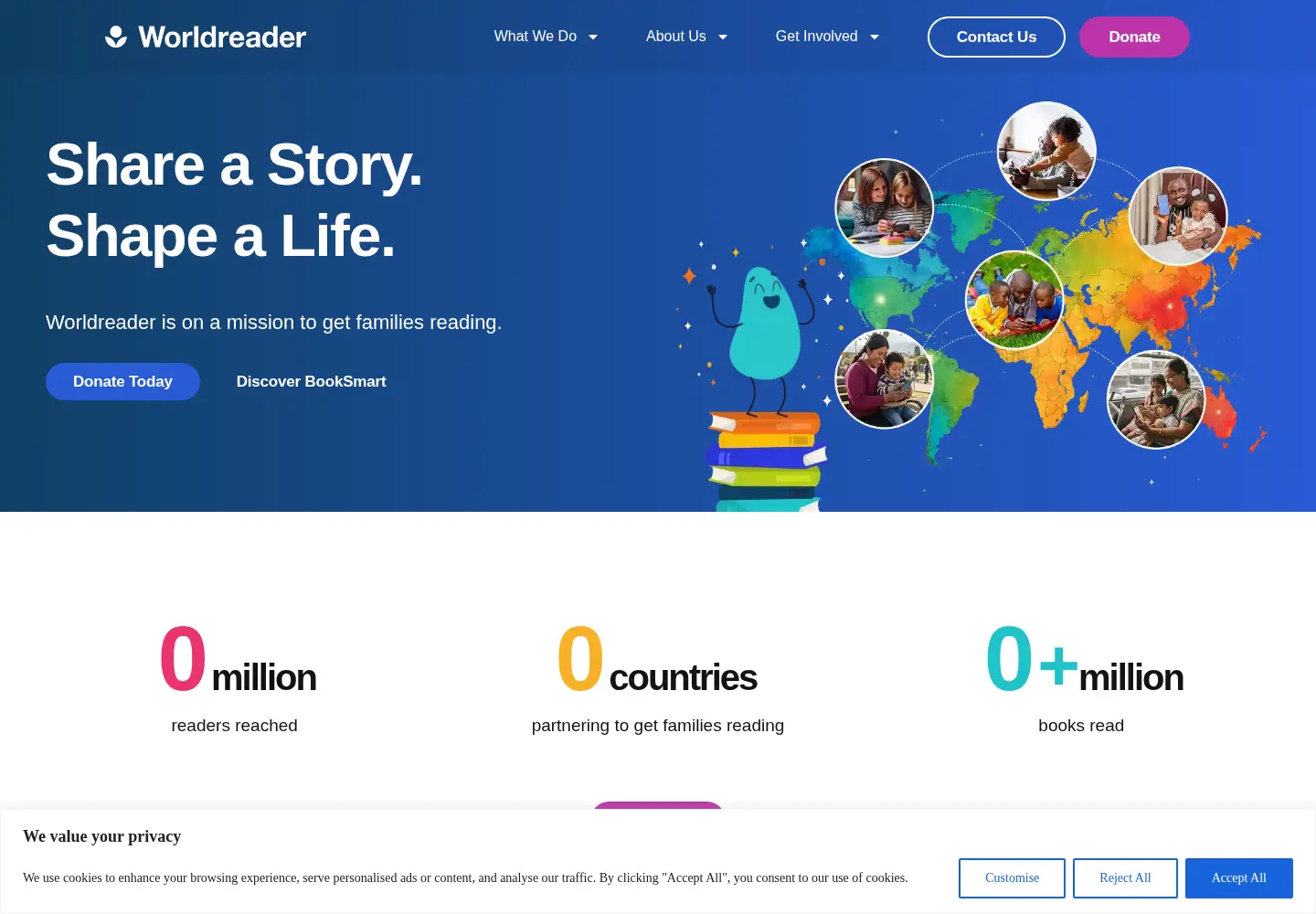 Captured homepage of worldreader.org in the current scan