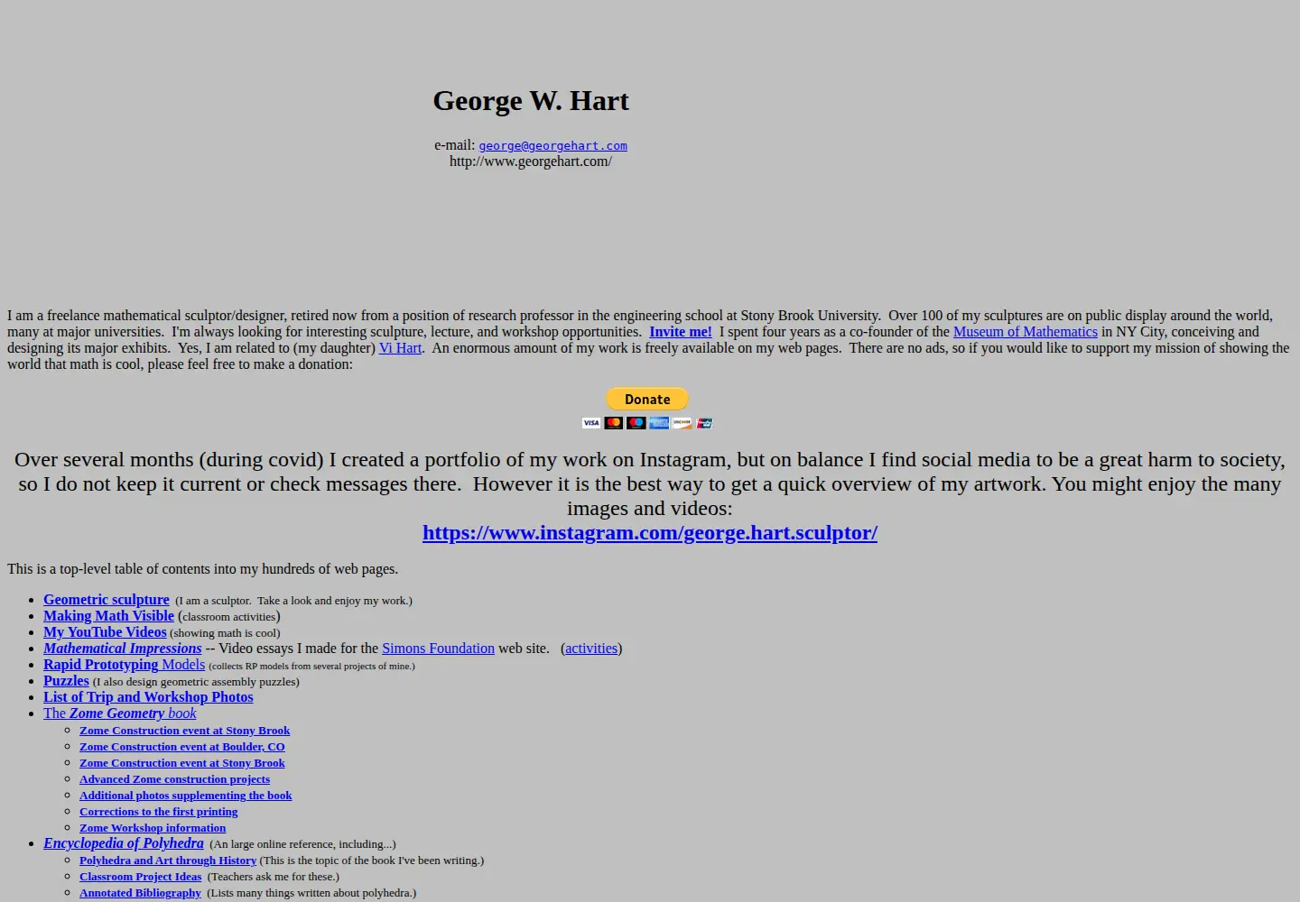 Captured homepage of georgehart.com in the current scan