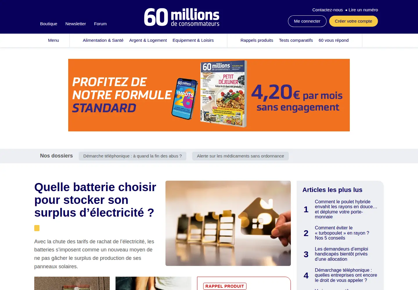 Captured homepage of 60millions-mag.com in the current scan