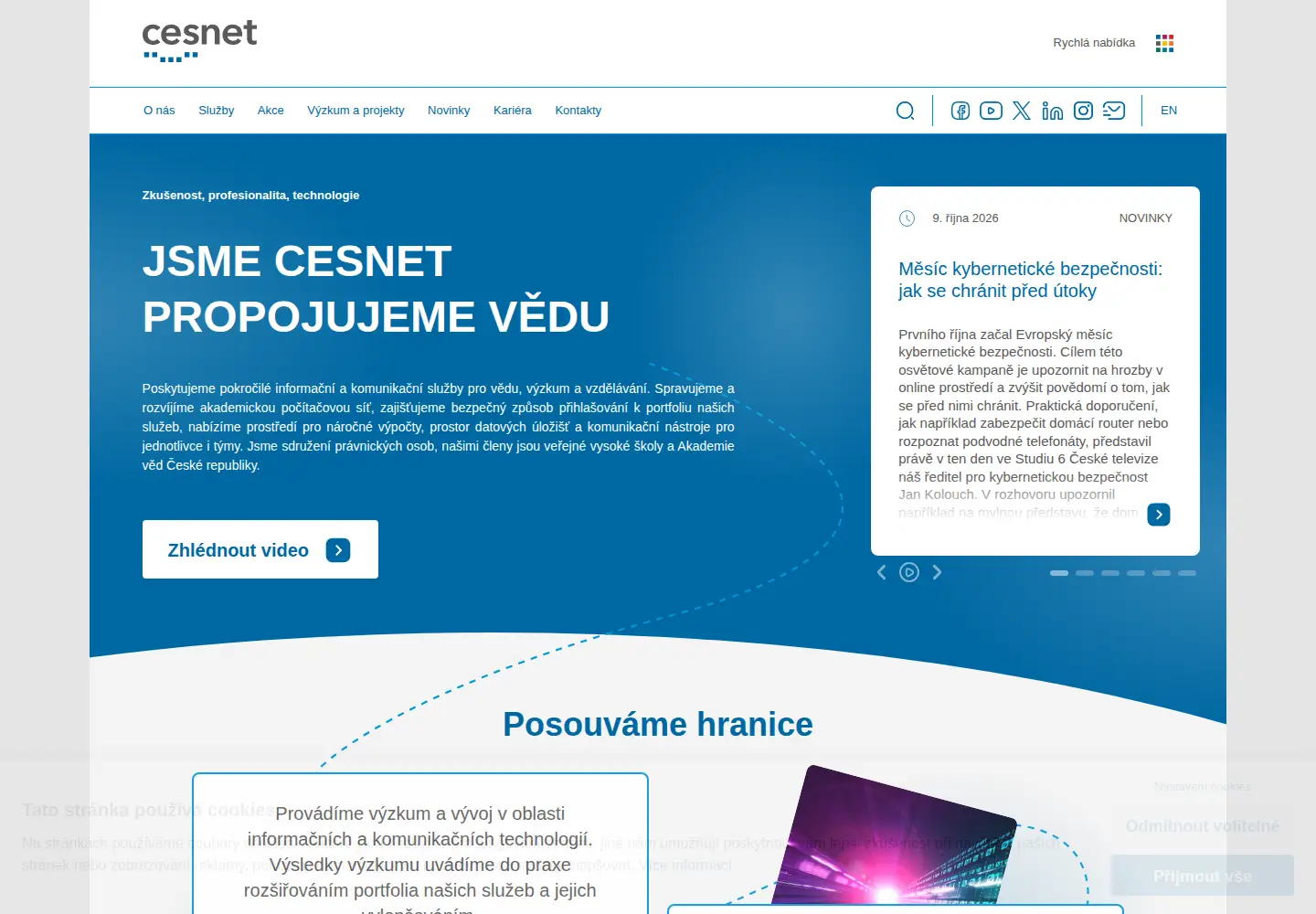 Captured homepage of cesnet.cz in the current scan