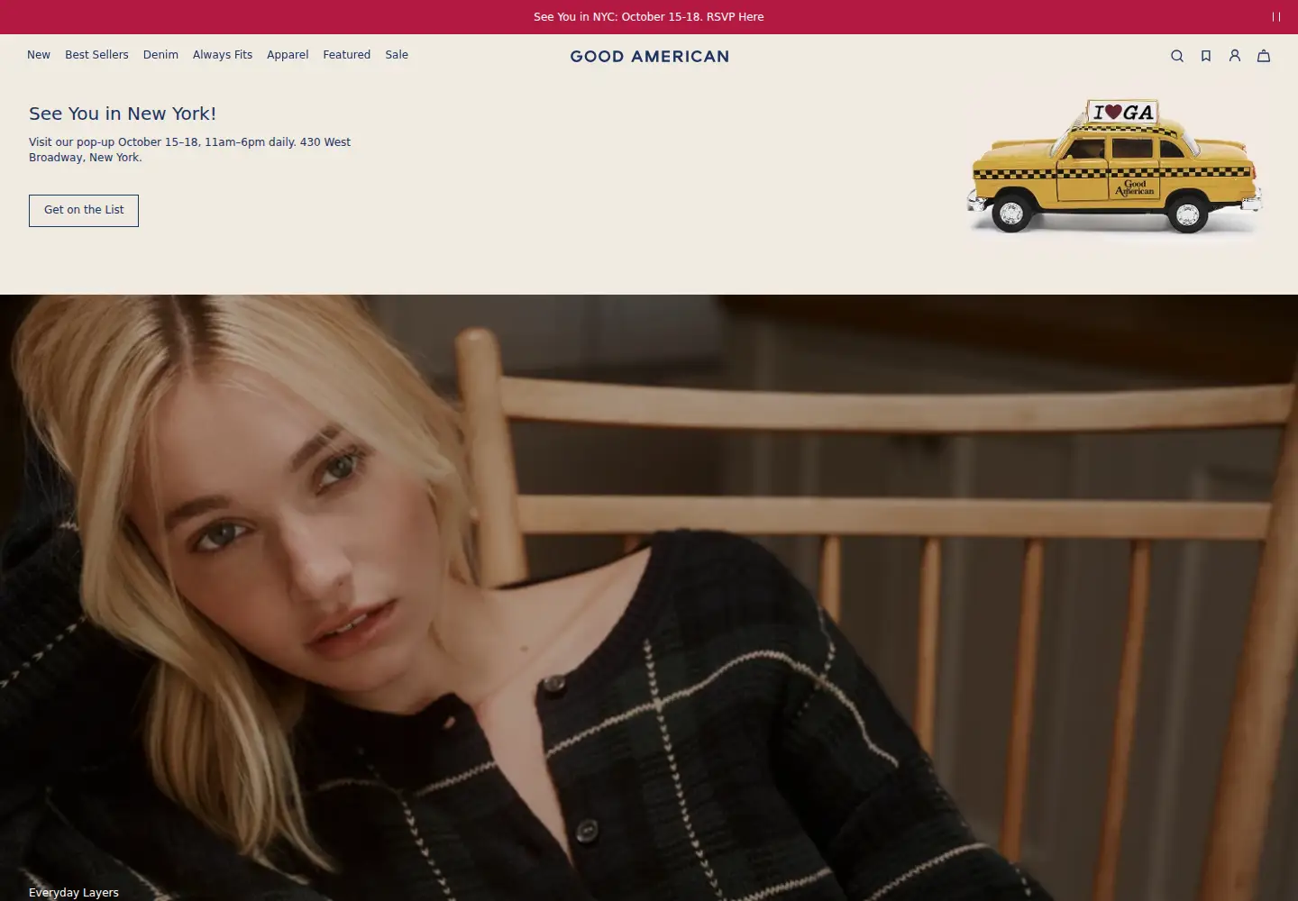 Captured homepage of goodamerican.com in the current scan