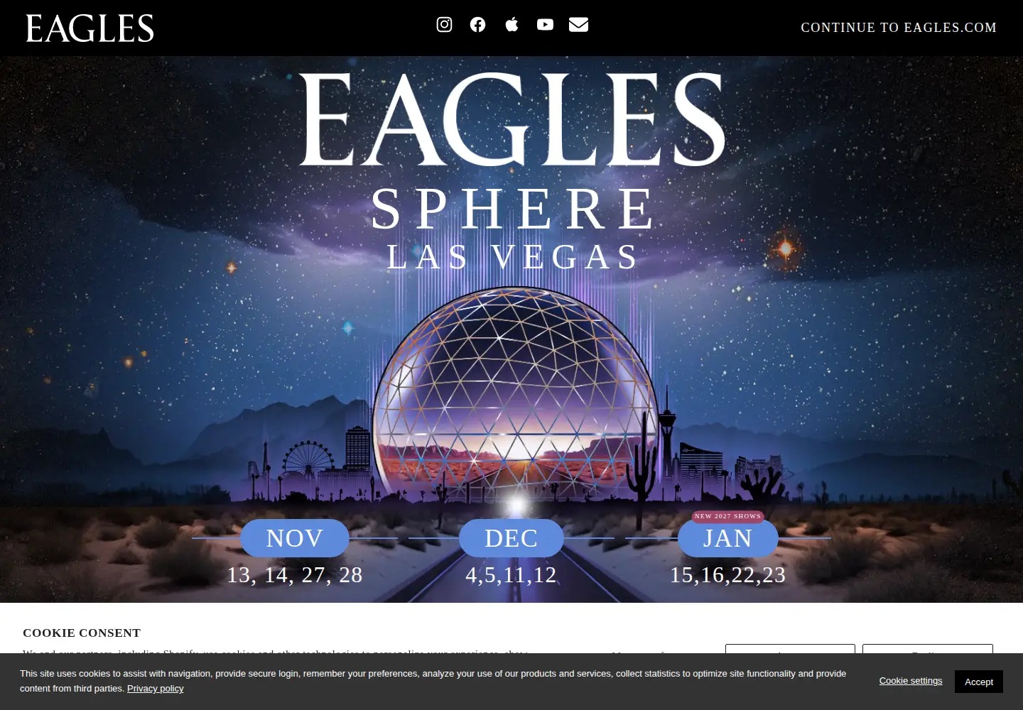 Captured homepage of eagles.com in the current scan