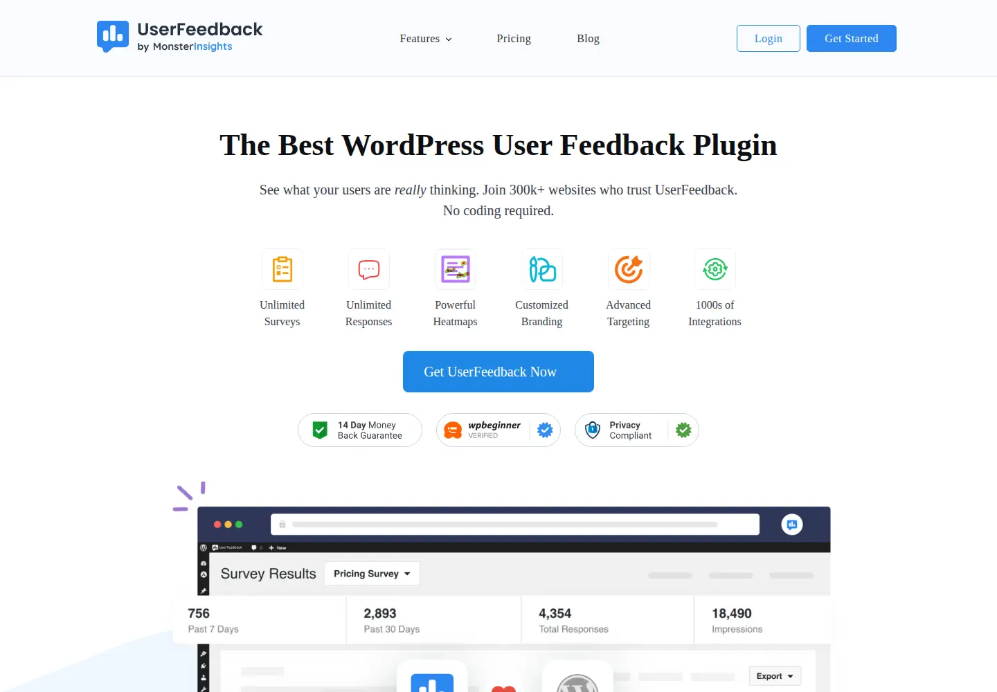 Captured homepage of userfeedback.com in the current scan