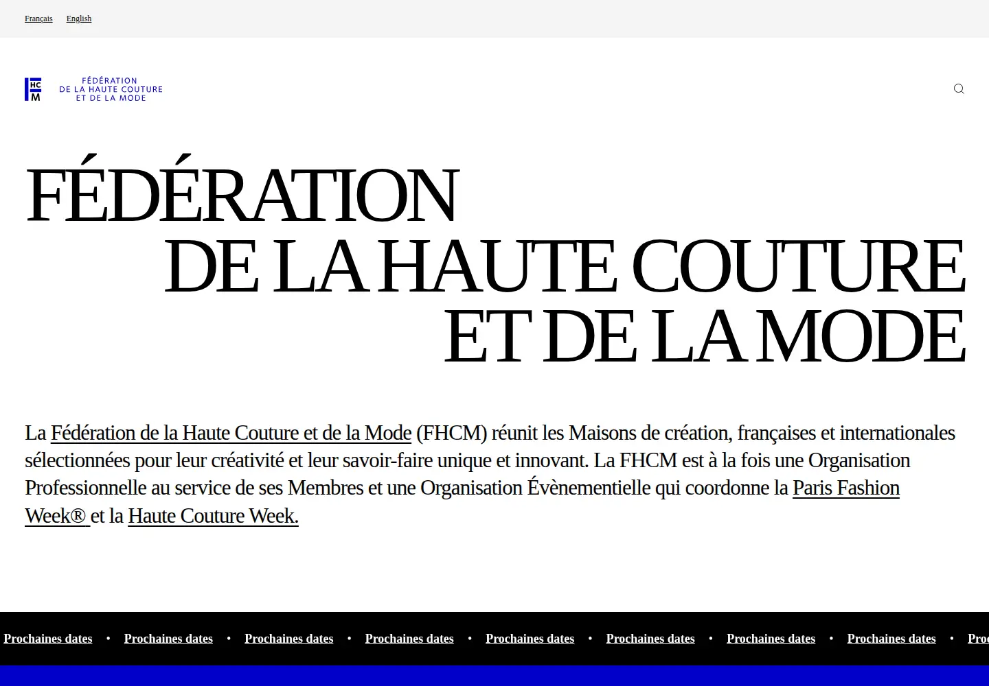 Captured homepage of fhcm.paris in the current scan