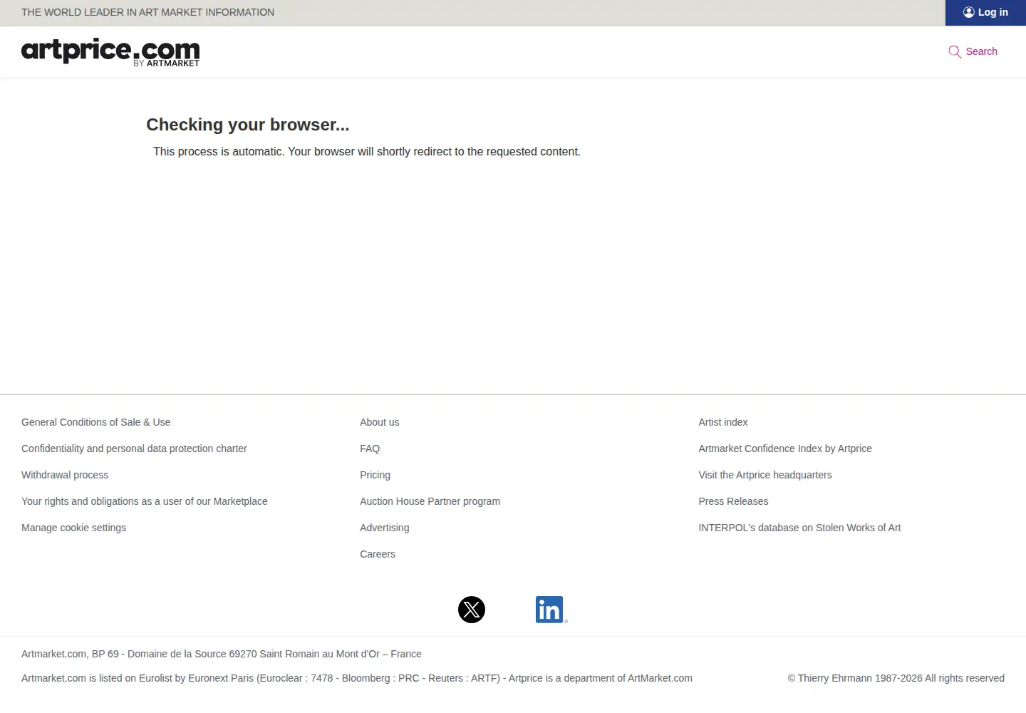 Screenshot of artprice.com