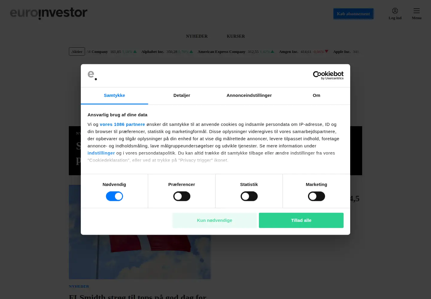 Screenshot of euroinvestor.dk
