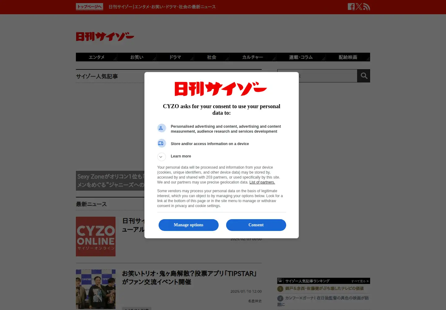 Captured homepage of cyzo.com in the current scan