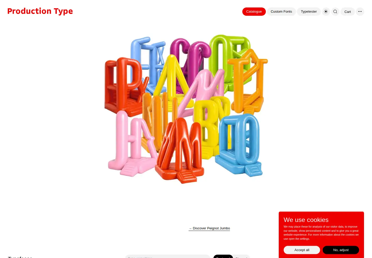 Captured homepage of productiontype.com in the current scan