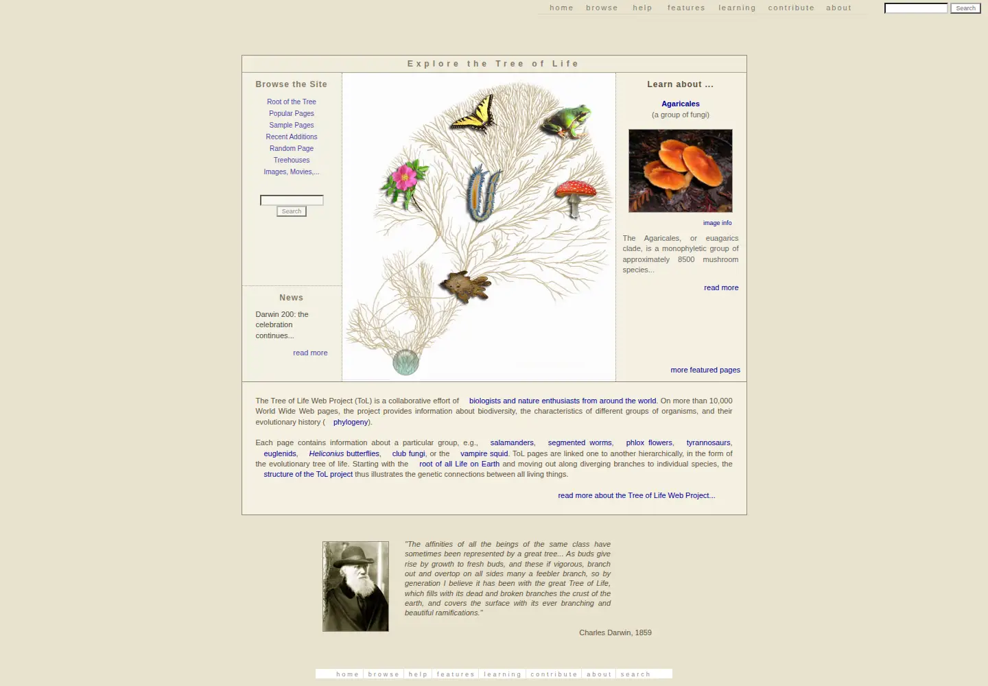 Screenshot of tolweb.org