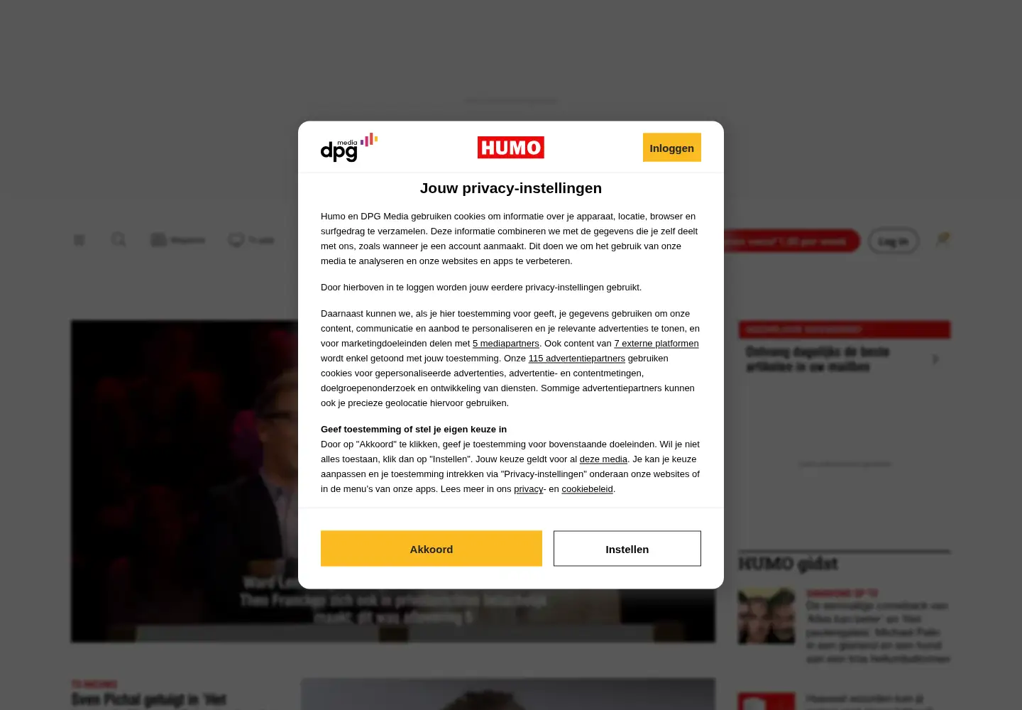 Screenshot of humo.be