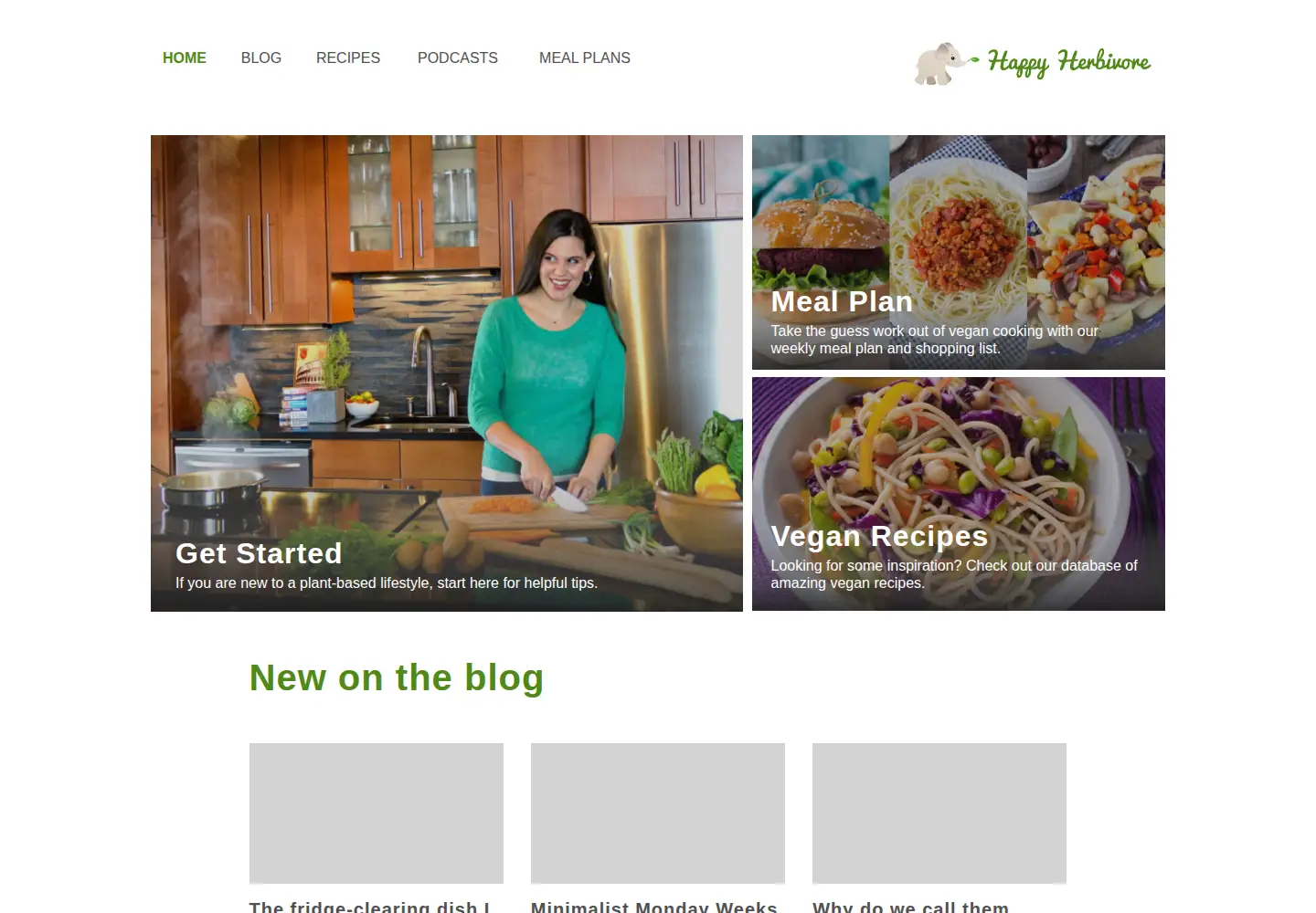 Screenshot of happyherbivore.com
