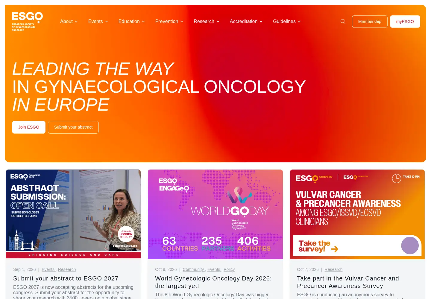 Captured homepage of esgo.org in the current scan