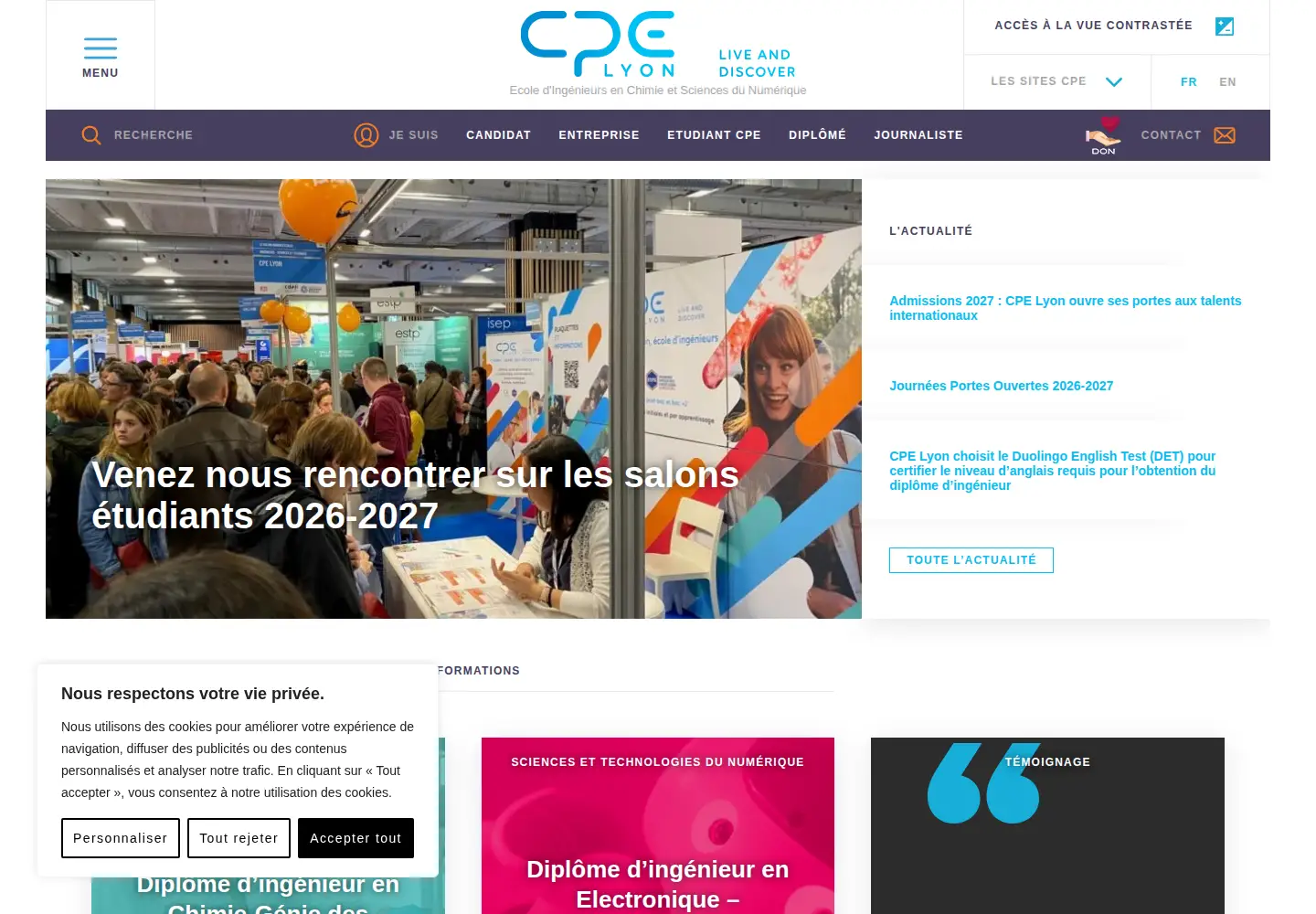 Screenshot of cpe.fr