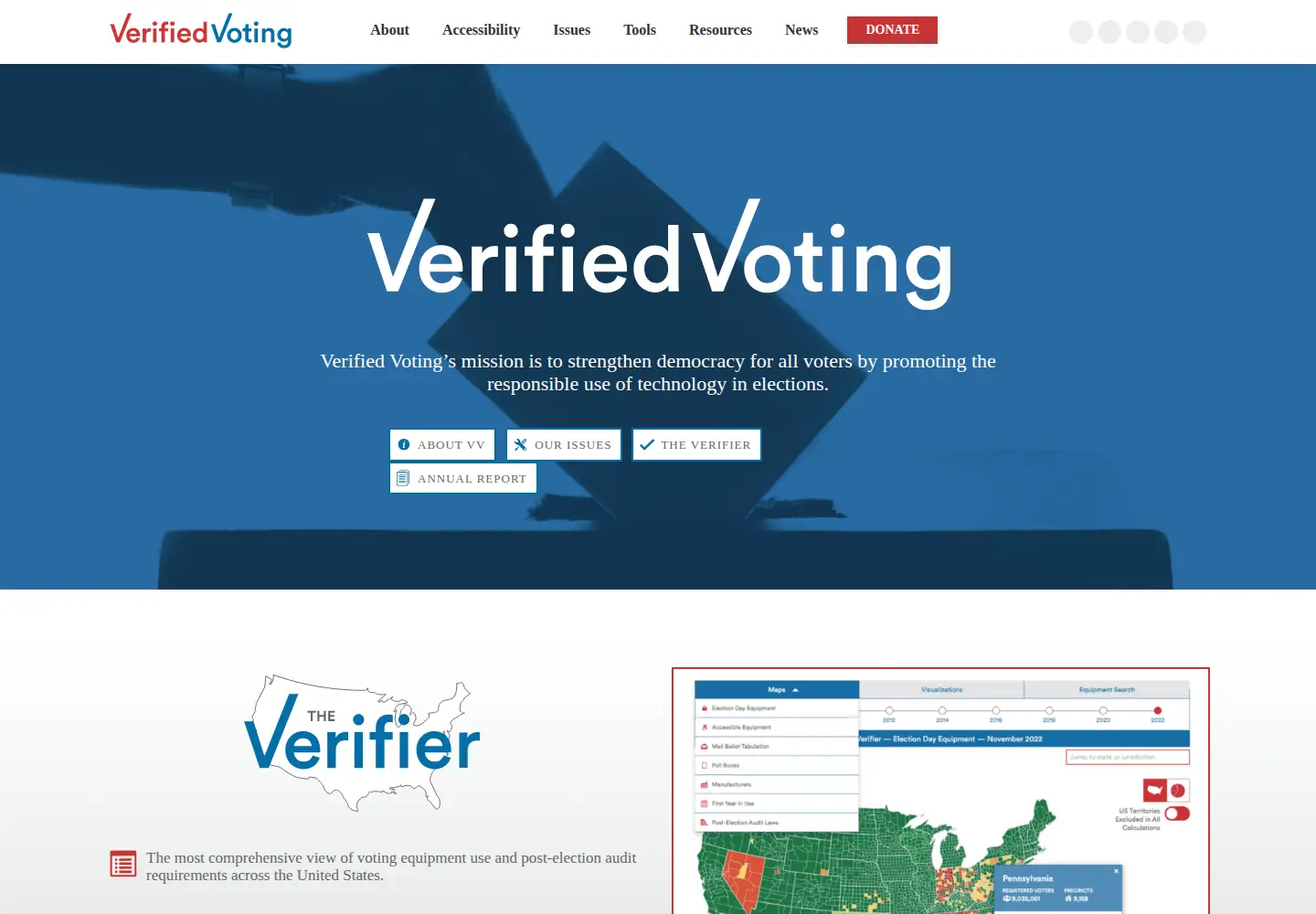Screenshot of verifiedvoting.org