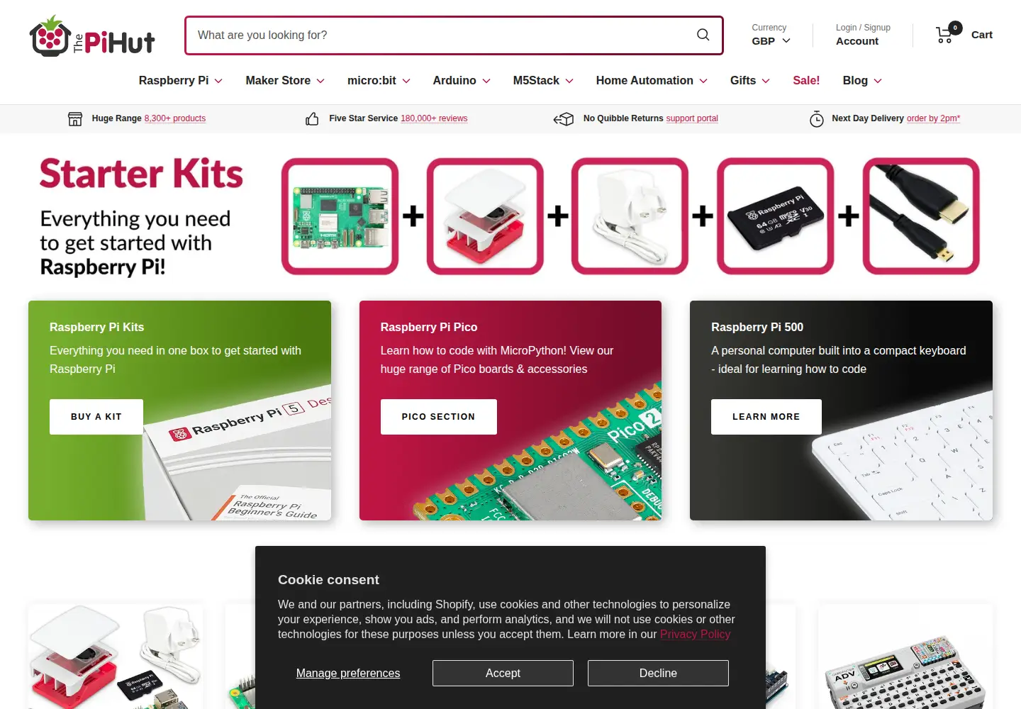 Captured homepage of modmypi.com in the current scan